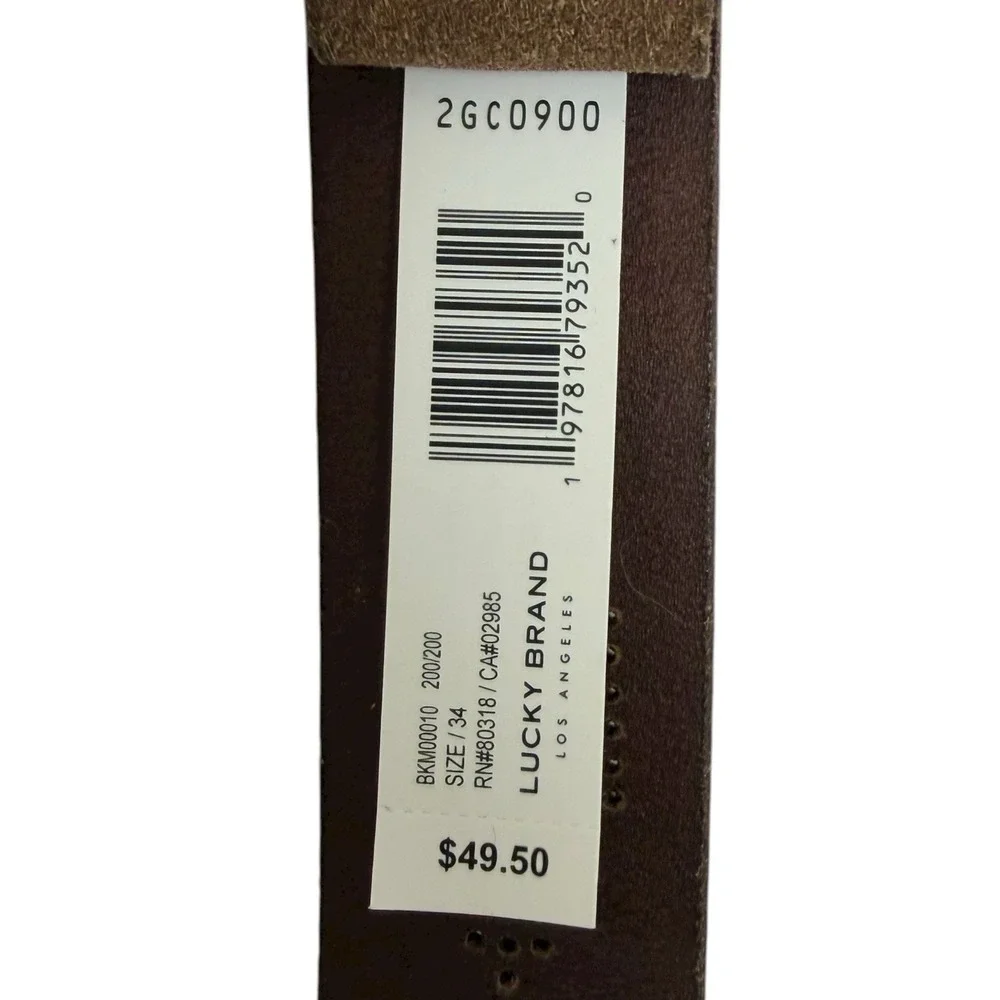 Lucky Brand‎ Men's Size 34 Dark Brown 100% Genuine Leather Perforated Belt NWT